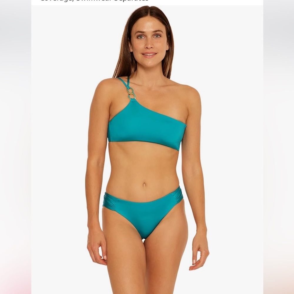 Trina Turk Swim Monaco Chain One-Shoulder Bikini Set in Ceramic Blue Size 8 NWT